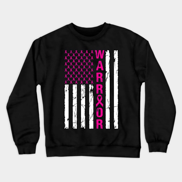 Cancer Warrior American Flag Crewneck Sweatshirt by Stars N Stripes 